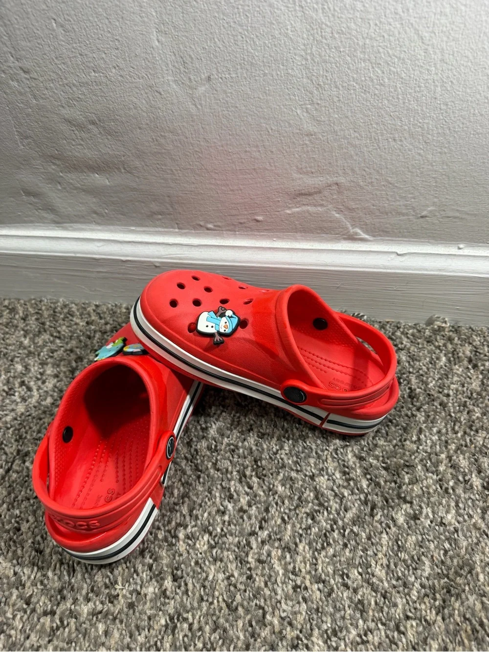 CROCS Kids Red Clogs with Cute Jibbitz Charms